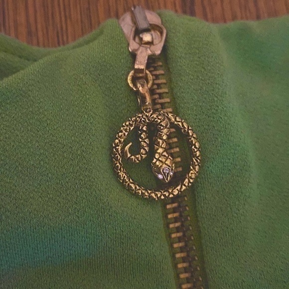 Roberto Cavalli (Class) olive green dress gold snake zipper limited edition - Picture 6 of 16